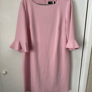 Kasper Pink Long Sleeve Dress with Ruffle Cuffs